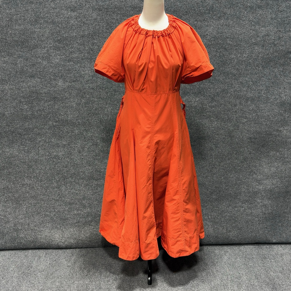 3.1 Phillip Lim Dress Womens 6 Orange Short Puff Sleeve Maxi Trapeze Pockets